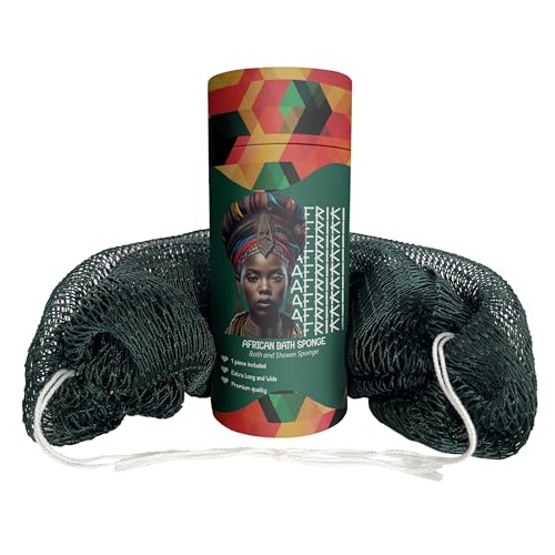 AFRIKI Forest Green African Net Sponge - Extra Long Exfoliating Body Scrubber