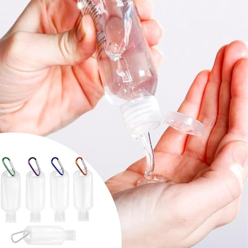 5Pc Travel Sanitizer Bottles 50ml Refillable w/ Keychain