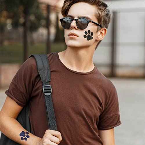 Jutom 30 Sheets 240 Pcs Dog Paw Glitter Tattoo Sticker Temporary Tattoos Dog Paw Body Tattoos for Women Girls Face Body Accessories(Fresh Color)