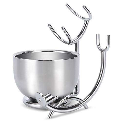 SANWA Grooming Shaving Kit for Men,Shaving Razor and Brush Stand with Stainless Steel Shaving Soap Bowl