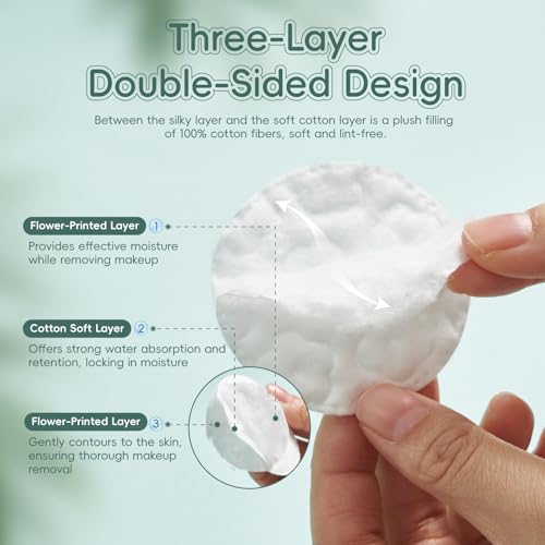GWT Premium Cotton Rounds for Face, 100% Pure & Lint-Free (300 Count)