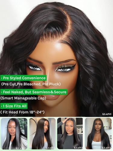 KLAIYI Silky Straight Pre Everything Glueless Precut 13x4 Lace Front