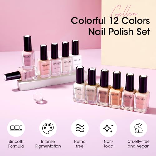 GELLEN 12 Colors Nail Polish Set - Quick Dry, HEMA Free