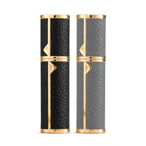 Refillable 5ml Perfume Spray Bottle Set with Leather Case - Travel Essential