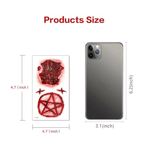 Fake Blood Kit Halloween Tattoo Stickers Wound Gauze (Blood+Tattoo T)
