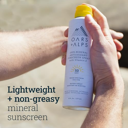 Oars + Alps Mineral SPF 50 Sunscreen Spray, Infused with Vitamin E and Antioxidants, Water and Sweat Resistant, 6 Oz