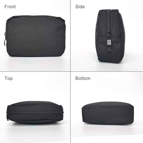 Small Makeup Bag For Purse, 2 Pack Travel Zippered Pouch, Portable Versatile Mini Organizer Toiletry Cosmetic Bag Nylon Electronics Accessories Storage Pouch For Women Men (Black)