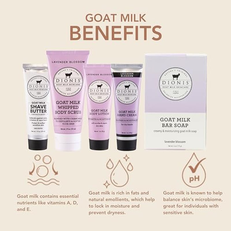 Dionis Goat Milk Lavender Travel Set - Hand Cream & Body Essentials