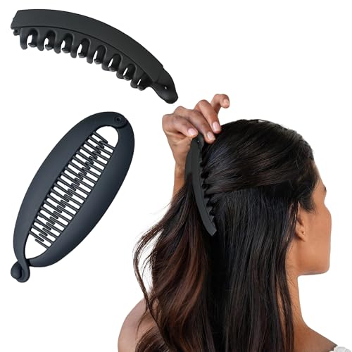 Matte Black Banana Hair Clip for Thick & Curly Hair