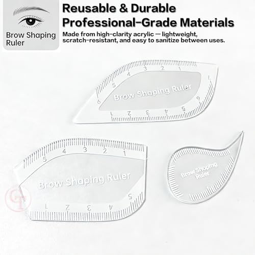 3pcs Eyebrow Mapping Ruler Set - Teardrop, Leaf & Half Leaf