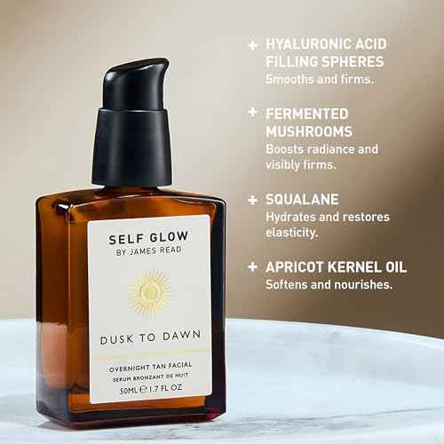 Self Glow by James Read - Dusk to Dawn Overnight Tan Facial Serum | Hydrate, Smooth + Plump | Aloe, Vitamin E + Plant-Based DHA | Stain-, Silicone- + Drying Alcohol-Free (50mL | 1.7 fl oz)