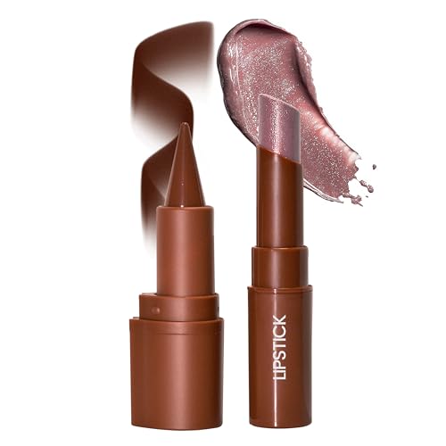 Lip Combo Sets, Brown Plumping Lip Contour Liner Pencil and Nude Lipstick Combo, Matte Highly Pigmented Lip Liner Moisturizing High Shine Shimmer Long Lasting Lipstick Stain Makeup04