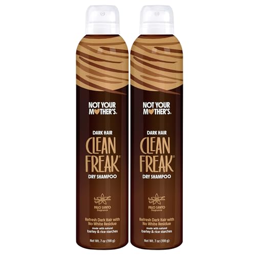 Not Your Mother's Clean Freak Dark Hair Dry Shampoo (2 Pack) ? 7 oz Each ? Brunette-Tinted Dry Shampoo for Instant Oil Absorption - Instantly Refresh Dark Hair Shades and Extend Style
