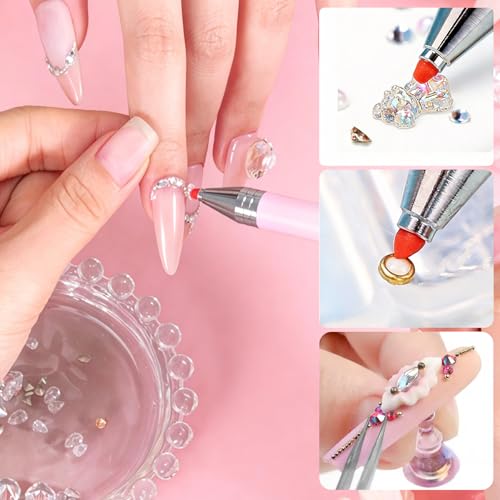 No.1 Rhinestone Picker Tool Set 2 Pcs Refillable Diamond Art Pens, 6 Wax Refills, Tweezers – Nail Art & Diamond Painting