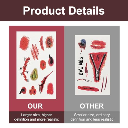 Halloween Scar Tattoos - 60 Sheets Fake Wounds Stickers