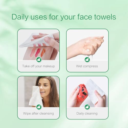 Vuacepe Face Towels Disposable Clean Facial Towels, Soft Cotton Facial Dry Wipes, Disposable Face Towel for Skin Care, Face Towelette Facial Cleansing, Makeup Remover Face Clean Clothes 300 Count