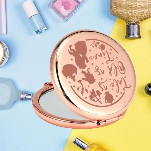 KEYCHIN Princess Beauty Pocket Mirror Princess Rose Gifts Tale As Old As Time Compact Makeup Mirror Fairytale Movie Merch (Tale As Old-RG)