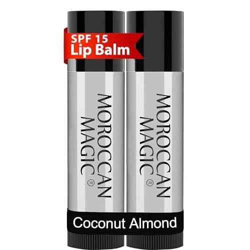 Moroccan Magic Coconut Almond SPF 15 Lip Balm | Argan Oil & Essential Oils | Family Owned | Cruelty Free | 2 Pack