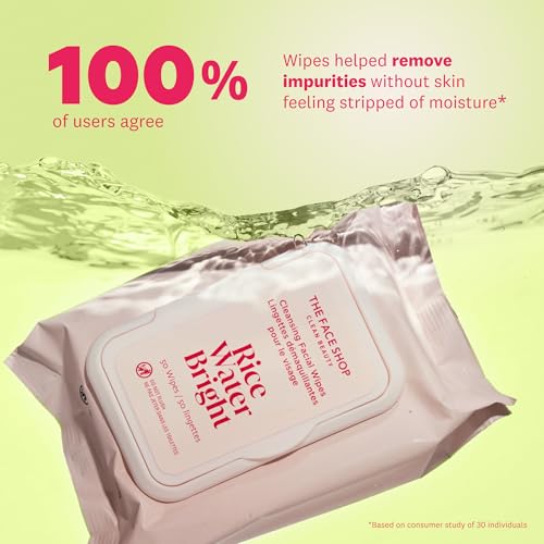 Rice Water Bright Makeup Remover Wipes, 50 Count