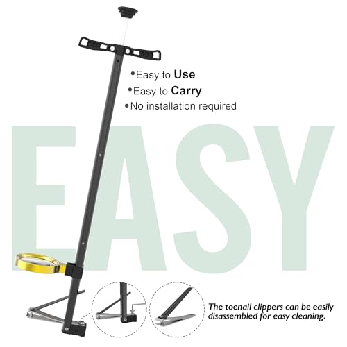 Long Handle Toenail Clippers with Magnifier -Wide Jaw & Ergonomic Design for Seniors, Arthritis & Limited Mobility | Heavy-Duty, No-Bend Trimming(40cm, Black)
