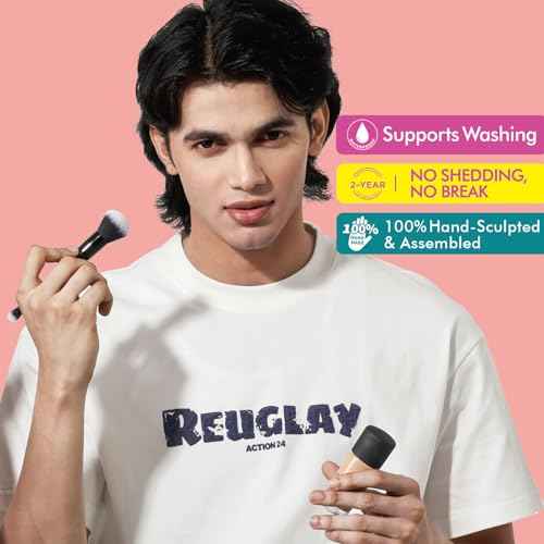 Bueart Design Dual Ended Cream Powder Brush and Complexion Duo Foundation Concealer Brush For Foundation, Setting Powder, Blush, Bronzer, Concealer M4