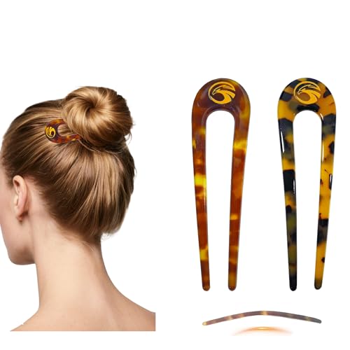French Twist Hair Pins for Buns & Updos - 2pc Acetate Set