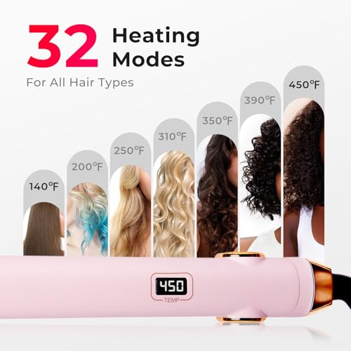 TYMO Flat Iron Straightener & Curler 2 in 1, 1 Inch Titanium, 32 Temps