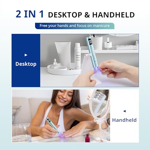 AIRSEE Cordless Mini Nail Lamp with Display & Stand for Gel Nails, Rechargeable, Fast Curing