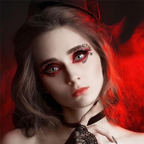 Halloween Eyeliner Stickers, 8 Sheets Waterproof Eye Tattoo Makeup