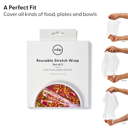 W&P Reusable Silicone Stretch Wrap, 3-Pack (7x8, 10x11, 13x14)