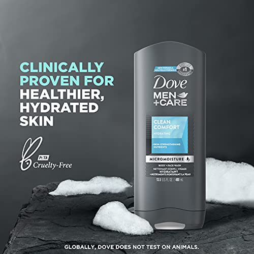 DOVE MEN + CARE Hair + Skin Care Regimen Personal Care for Men Clean Comfort + Fresh & Clean Body Wash, 2-in-1 Shampoo and Conditioner, and Antiperspirant Clinical Deodorant