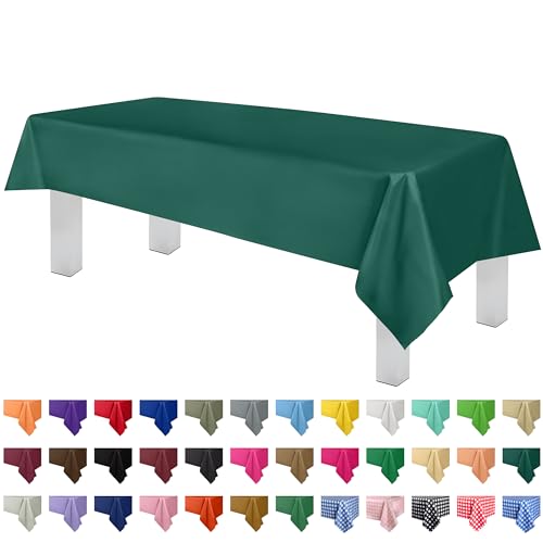 Grandipity Dark Green 12 Pack Premium Disposable Plastic Tablecloth 54 Inch. x 108 Inch. Decorative Rectangle Table Cover