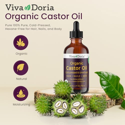 Viva Doria Organic Castor Oil 4 Fl Oz | Cold Pressed