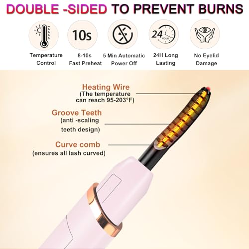 Heated Eyelash Curler 4 Temp Modes 65-95°C LED Display