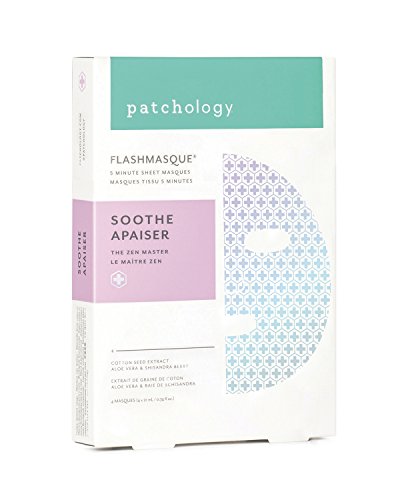 Patchology "Soothe FlashMasque Facial Sheet Mask with Aloe Vera - Men and Women Face Masks Skincare Sheet for Moisturizing and Hydrating Skin in 5 Minutes - Best Face Sheets Moisturizer (4 Count)