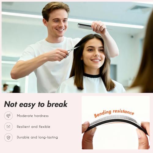 6PCS Metal Rat Tail Comb Set for Hair Styling & Braiding - Purple, Black, Pink
