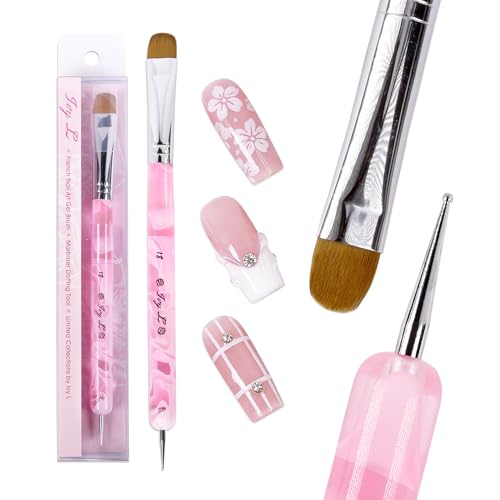 Ivy L Premium 2-Way French Gel Nail Brush & Dotting Tool - Pink Marble #18