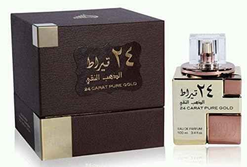 Lattafa Perfumes 24 Carat Pure Gold for Unisex Eau de Parfum Spray, 3.4 Ounce (Pack of 2)