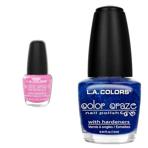 L.A. COLORS Craze Nail Polish, Pink Bubbles, 0.44 Fluid Ounce and Wired, 0.44 Fluid Ounce CNP424 Bundle