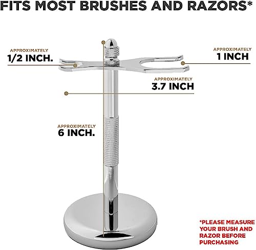 Perfecto Deluxe Chrome Razor & Shaving Brush Stand - Elegant Storage & Drying