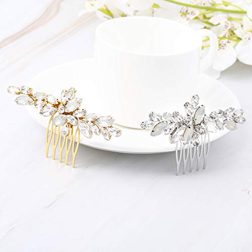 Olbye Wedding Hair Comb Leaf Headpiece for Bride and Bridesmaids Crystal Bridal Hair Accessories (Gold)