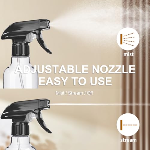 Uineko 10 Oz Spray Bottle 2-Pack, Mist & Stream, BPA-Free