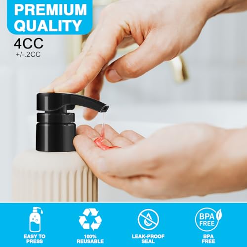 6 Pack White Universal Shampoo and Conditioner Pump for Bottle, Body Wash, Gel, 28/410 Shampoo Pumps for 1 Liter/33.8 Oz Bottles