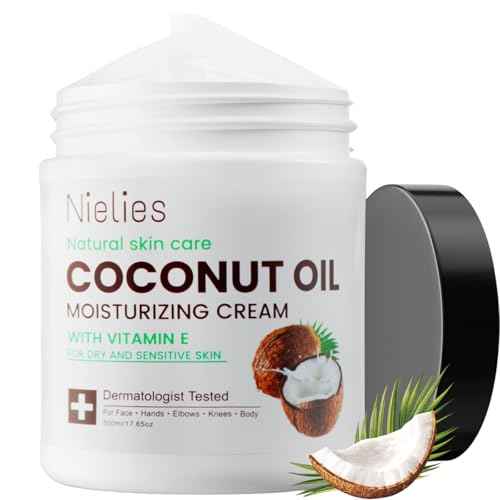 500 ML Coconut Oil Moisturizing Cream & Vitamin E., Coconut Oil for Skin, Crema De Coco Para La Piel. Face, Hands, Hair. Intense Hydration For Dry skin