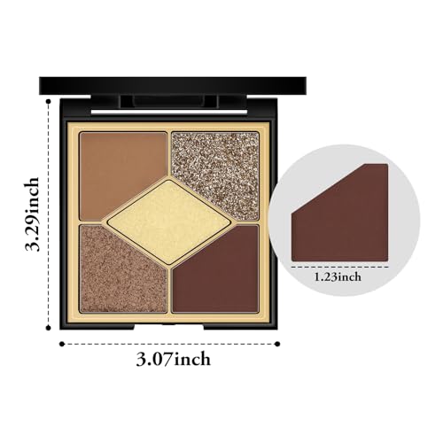 Boobeen 5-Color Eyeshadow Palette - Neutral Brown Matte & Shimmer
