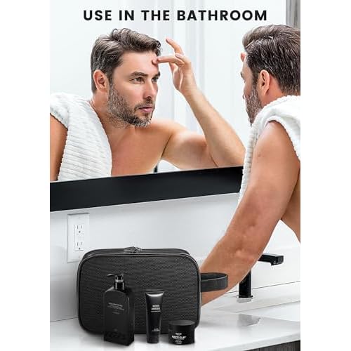 Toiletry Bag for Men, Travel Toiletry Organizer Hanging Dopp Kit, Water-Resistant Shaving Bag for Traveling Toiletries Accessories, Waterproof Mens Toiletry Travel Bag with 11 Compartments, Metal Hook
