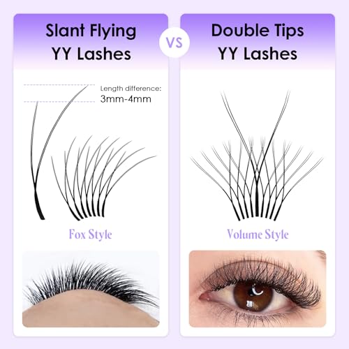 U Shape YY Lash Extensions, UYY 0.07mm D Curl MIX8-15mm 12 Rows/Tray, Natural Soft Lightweight Eyelashes Grafting for Lash Artists, Beauty Salon (Matte Black-0.07-D-MIX8-15mm) UYY