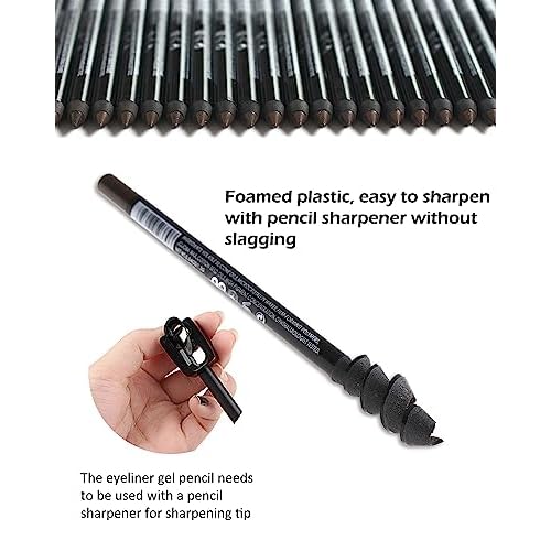 Gel Eyeliner Pencil-3Pcs Black Brown Longlasting Waterproof Smudgeproof Matte Gel Water Line Pencil,Eye Liner Waterline Pencil Smooth for Older Women Girl Cat/Smoky, Christmas Makeup Gift