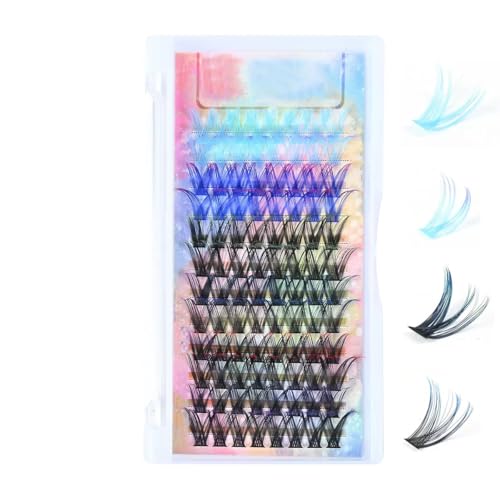 Colored Eyelash Clusters DIY Kit - 6 Colors, 14/16mm D Curl (96pcs)