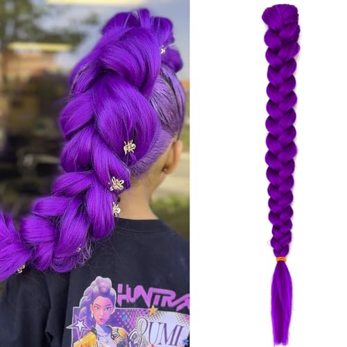 Purple Braid Hair Extensions 26 Inch Ponytail